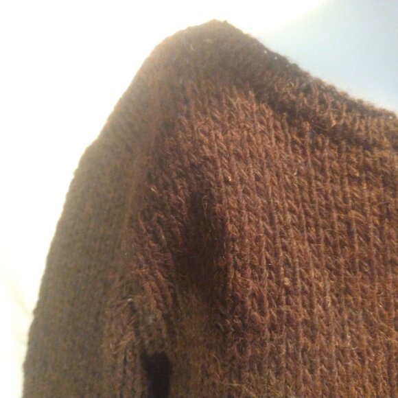 Handmade unique woolen cardigan, medium size, brown - Picture 6 of 6